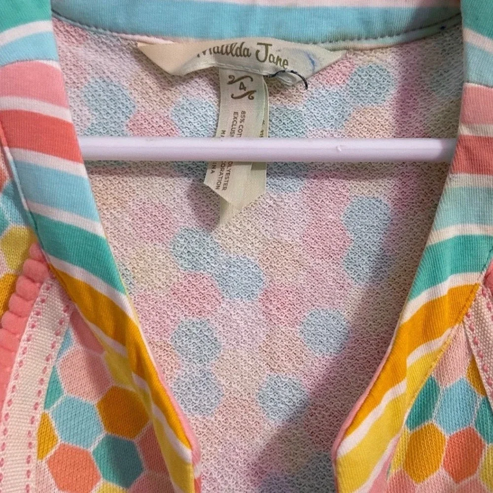 Matilda Jane‎ Girls Honeycomb Print Fringe Pink Yellow Aqua Orange swim coverup